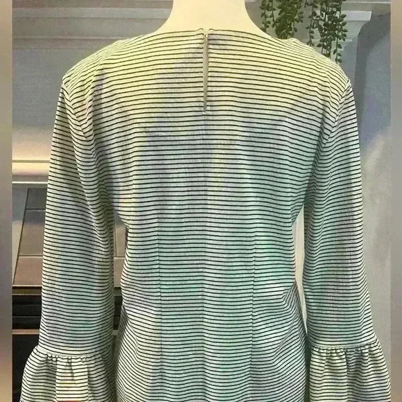 J.Crew Black White Stripe Cotton Stretch Flare Sleeve Tunic Sheath Dress - Small - Picture 3 of 4